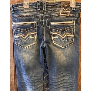 Plantini Holt Men's Low Rise Cowboy Slim Boot-cut Jeans 34x27 Distressed Stretch